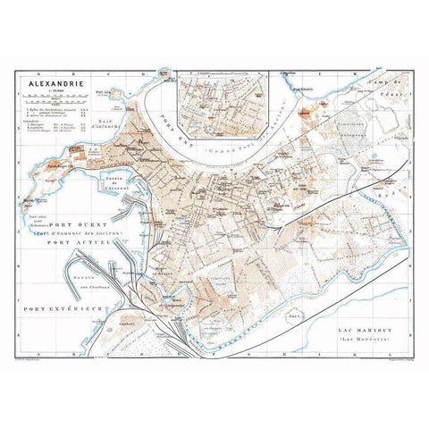 Alexandria Egypt - Baedeker 1913 White Modern Wood Framed Art Print by Baedeker