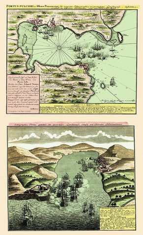 Panama Central America - 1740 White Modern Wood Framed Art Print with Double Matting by Unknown