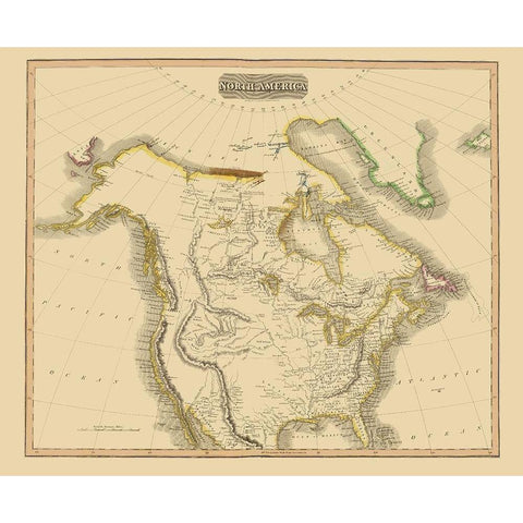 North America - Thomson 1814 Black Modern Wood Framed Art Print with Double Matting by Thomson