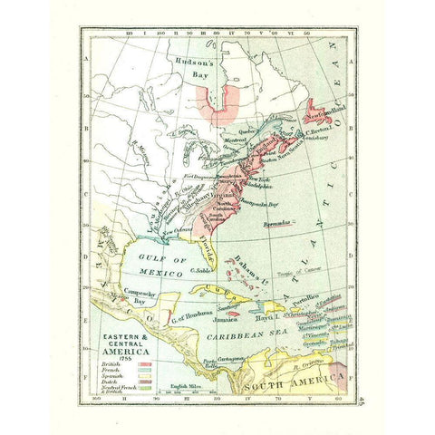 Eastern Central America - Gardiner 1755 Black Modern Wood Framed Art Print with Double Matting by Gardiner