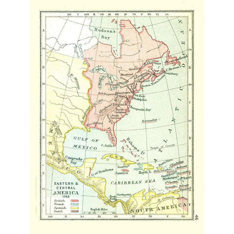Eastern Central America - Gardiner 1763 Black Modern Wood Framed Art Print with Double Matting by Gardiner
