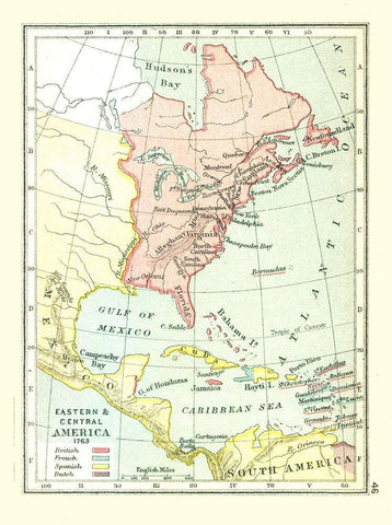 Eastern Central America - Gardiner 1763 Black Ornate Wood Framed Art Print with Double Matting by Gardiner