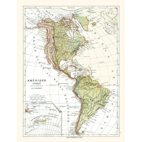 Physical of America - Cortambert 1880 White Modern Wood Framed Art Print by Cortambert