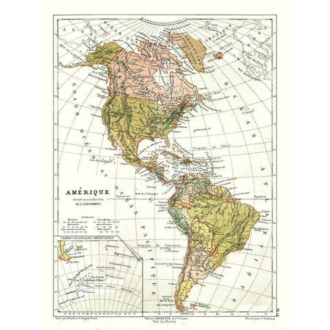 Political of America - Cortambert 1880 Black Modern Wood Framed Art Print with Double Matting by Cortambert