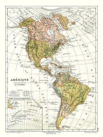 Political of America - Cortambert 1880 Black Ornate Wood Framed Art Print with Double Matting by Cortambert