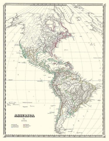 America - Spruner 1776 White Modern Wood Framed Art Print with Double Matting by Spruner