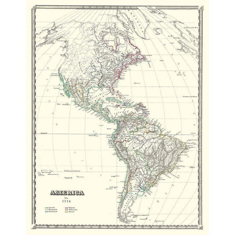 America - Spruner 1776 Black Modern Wood Framed Art Print by Spruner