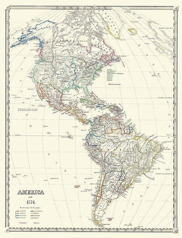 America - Spruner 1776 Black Ornate Wood Framed Art Print with Double Matting by Spruner