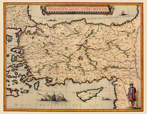 Anatolian Peninsula Asia Minor - Mariette 1635 White Modern Wood Framed Art Print with Double Matting by Mariette