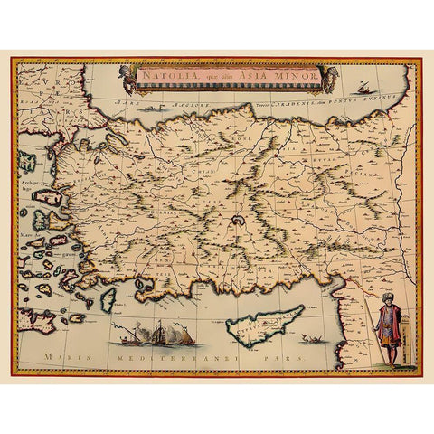 Anatolian Peninsula Asia Minor - Mariette 1635 Black Modern Wood Framed Art Print by Mariette