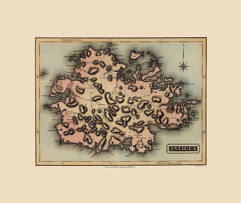 Antigua - Lucas 1823 Black Ornate Wood Framed Art Print with Double Matting by Lucas