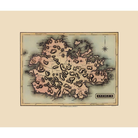 Antigua - Lucas 1823 Black Modern Wood Framed Art Print by Lucas