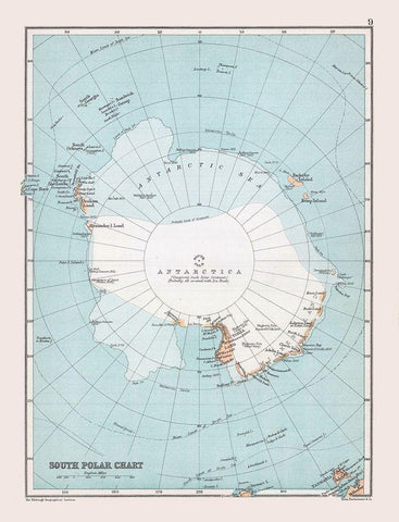 Antarctica - Bartholomew 1892 White Modern Wood Framed Art Print with Double Matting by Bartholomew