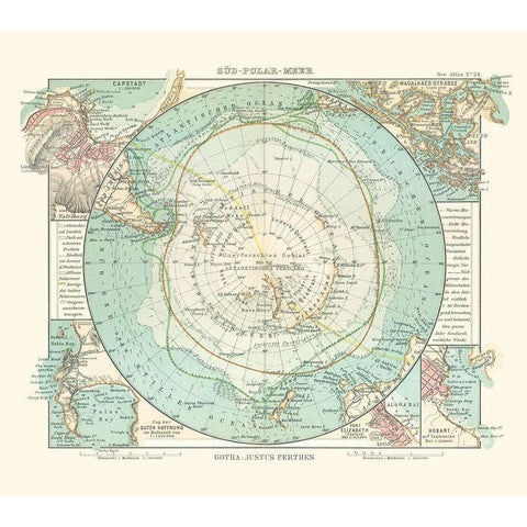Antarctic Ocean - Perthes 1914 White Modern Wood Framed Art Print by Perthes