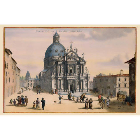 Apostles Guesthouse Rome Italy - Visscher 1681 Gold Ornate Wood Framed Art Print with Double Matting by Visscher