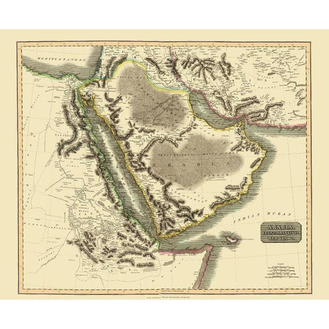 Arabian Peninsula Middle East - Thomson 1814 Black Modern Wood Framed Art Print with Double Matting by Thomson