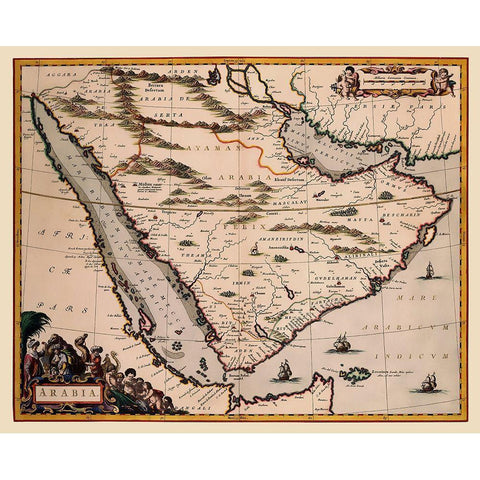 Arabian Peninsula Middle East - Blaeu 1662 Black Modern Wood Framed Art Print by Blaeu
