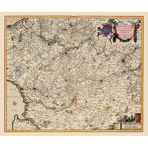 Artois Province France Belgium - Visscher 1681 Black Modern Wood Framed Art Print by Visscher
