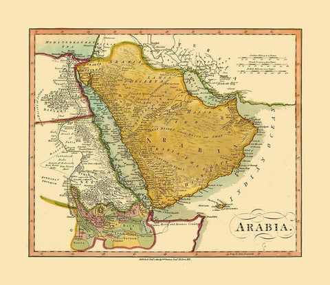 Arabia - Darton 1812 White Modern Wood Framed Art Print with Double Matting by Darton