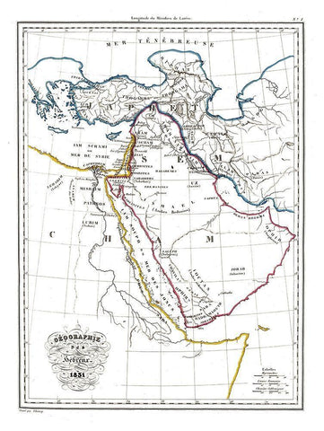 Hebrew Geography Arabia - 1831 White Modern Wood Framed Art Print with Double Matting by Unknown