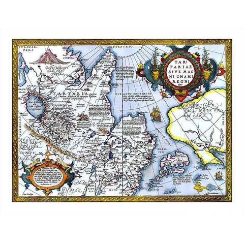East Asia Japan Alaska - Ortelius 1603 Black Modern Wood Framed Art Print by Ortelius