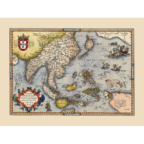 Southeast Asia Indonesia Philippines Japan Black Modern Wood Framed Art Print by Ortelius