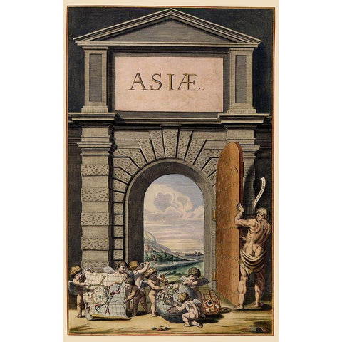 Asia Atlas Title Page - Blaeu 1655 Black Modern Wood Framed Art Print by Blaeu