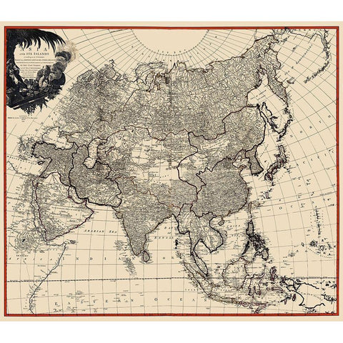 Asia with Islands - Laurie 1799 Black Modern Wood Framed Art Print with Double Matting by Laurie