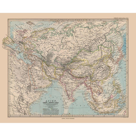 Asia - Stieler  1885 White Modern Wood Framed Art Print by Stieler
