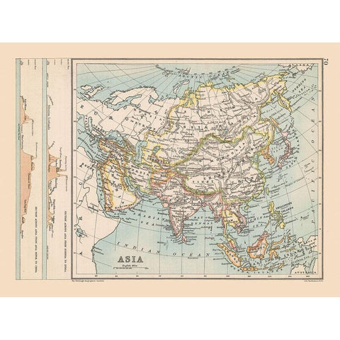 Asia - Bartholomew 1892 Black Modern Wood Framed Art Print with Double Matting by Bartholomew