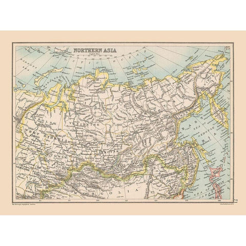 Siberia Northern Asia - Bartholomew 1892 Gold Ornate Wood Framed Art Print with Double Matting by Bartholomew