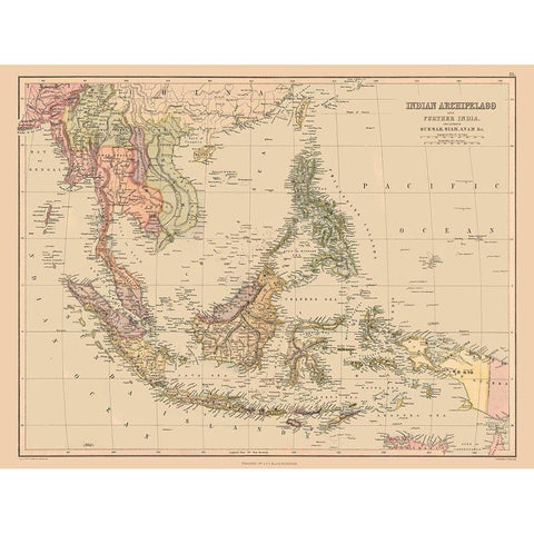 Asia Indian Archipelago India - Bartholomew 1867 Gold Ornate Wood Framed Art Print with Double Matting by Bartholomew