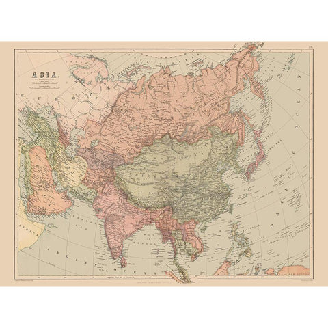 Asia -Bartholomew 1867 White Modern Wood Framed Art Print by Bartholomew