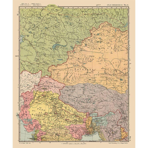 Asia Russia India Mongolia Tibet - Streit 1913 Black Modern Wood Framed Art Print by Streit