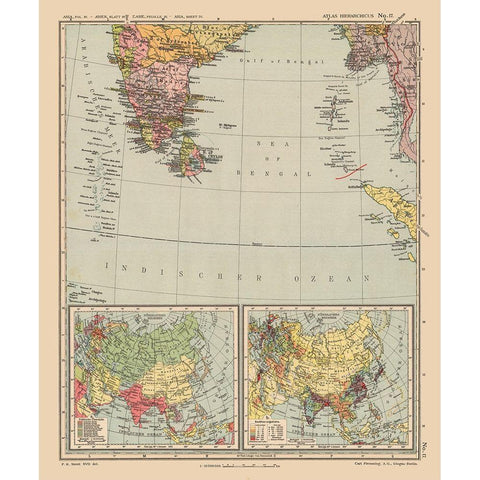 India Asia - Streit 1913 Black Modern Wood Framed Art Print with Double Matting by Streit