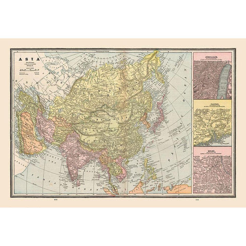 Asia Middle East - Cram 1888 Black Modern Wood Framed Art Print with Double Matting by Cram