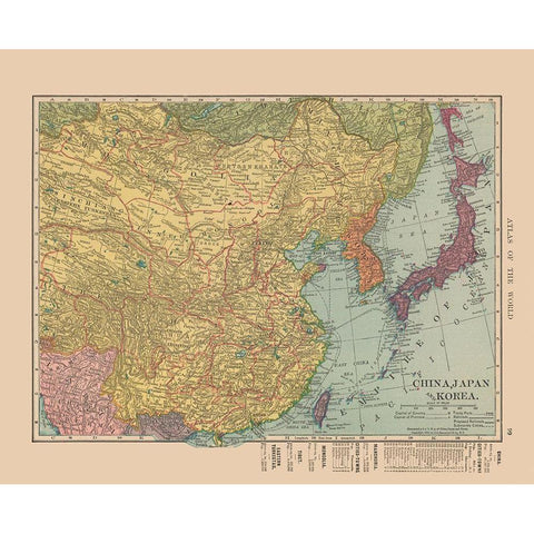 Asia China Japan Korea - Hammond 1910 White Modern Wood Framed Art Print by Hammond