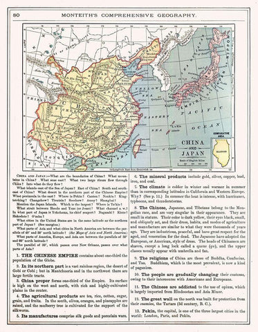 Asia China Japan - Monteith 1882 Black Ornate Wood Framed Art Print with Double Matting by Monteith