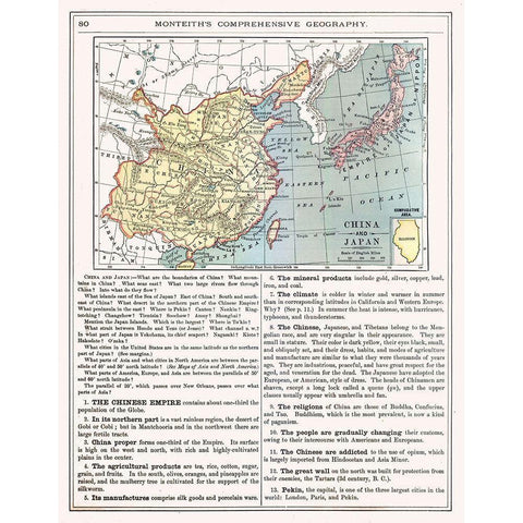 Asia China Japan - Monteith 1882 Black Modern Wood Framed Art Print by Monteith