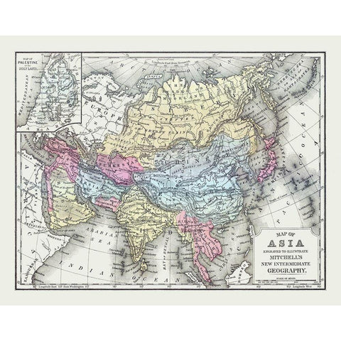 Asia Middle East - Mitchell 1877 White Modern Wood Framed Art Print by Mitchell