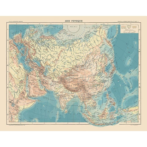 Physical of Asia - Schrader 1908 Black Modern Wood Framed Art Print with Double Matting by Schrader