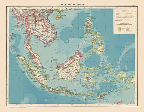 Asiatic Archipelago - Schrader 1908 White Modern Wood Framed Art Print with Double Matting by Schrader