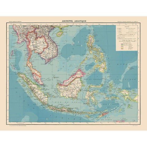 Asiatic Archipelago - Schrader 1908 Black Modern Wood Framed Art Print by Schrader