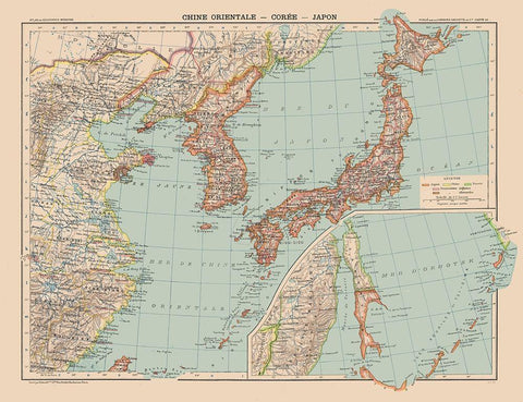 Asia China Korea Japan - Schrader 1908 White Modern Wood Framed Art Print with Double Matting by Schrader