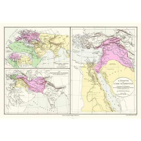 Asian Empires - Drioux 1882 Black Modern Wood Framed Art Print with Double Matting by Drioux