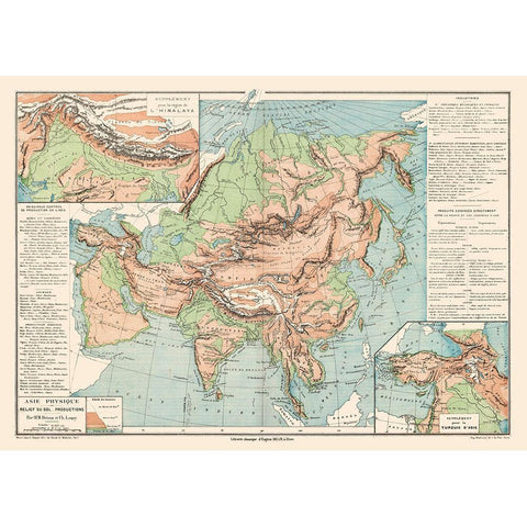 Asia Physical Terrain Floor - Drioux 1882 Black Modern Wood Framed Art Print by Drioux