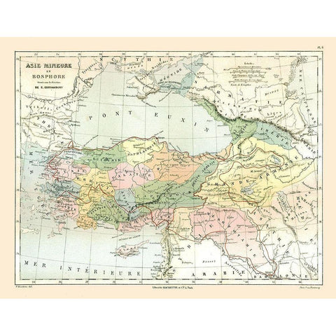 Asia Minor Bosphorus - Cortambert 1880 White Modern Wood Framed Art Print by Cortambert