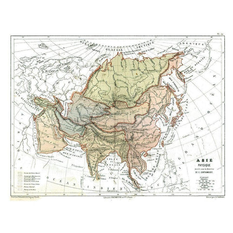 Physical of Asia - Cortambert 1880 White Modern Wood Framed Art Print by Cortambert