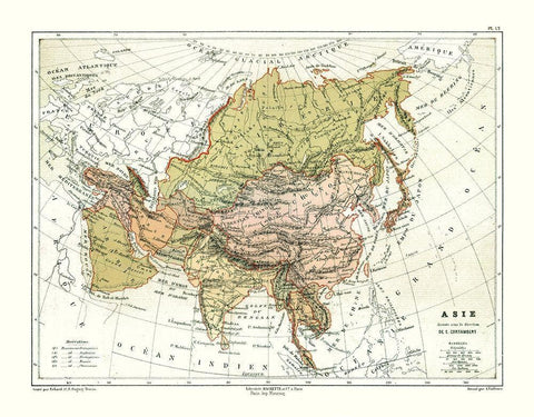 Political of Asia - Cortambert 1880 White Modern Wood Framed Art Print with Double Matting by Cortambert