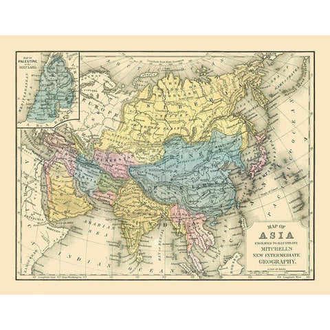 Asia - Mitchell 1869 White Modern Wood Framed Art Print by Mitchell